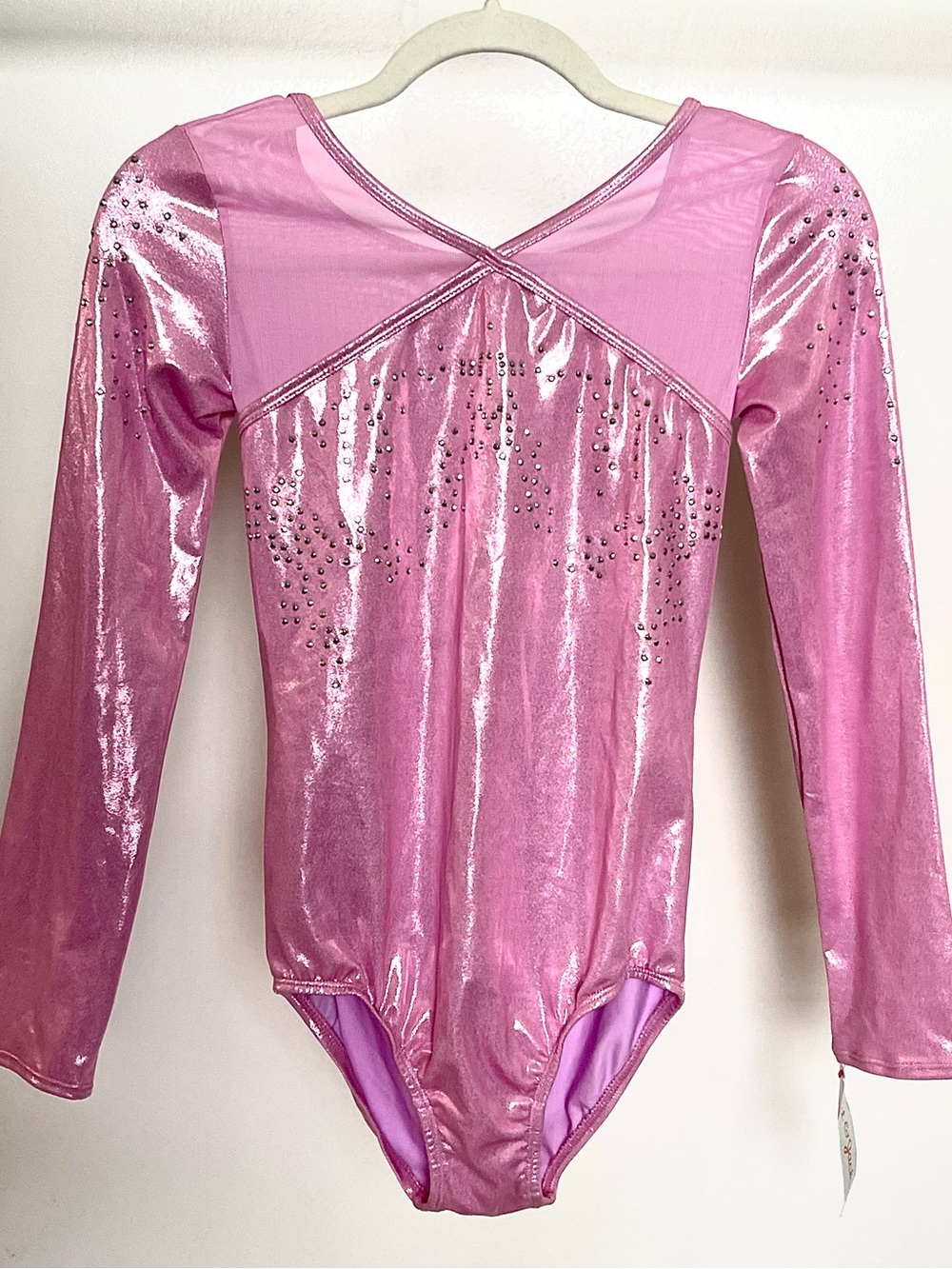 Cat & Jack Gymnastics Dance Leotard NWT Girls Shimmer Pink Rhinestone XL 14/16